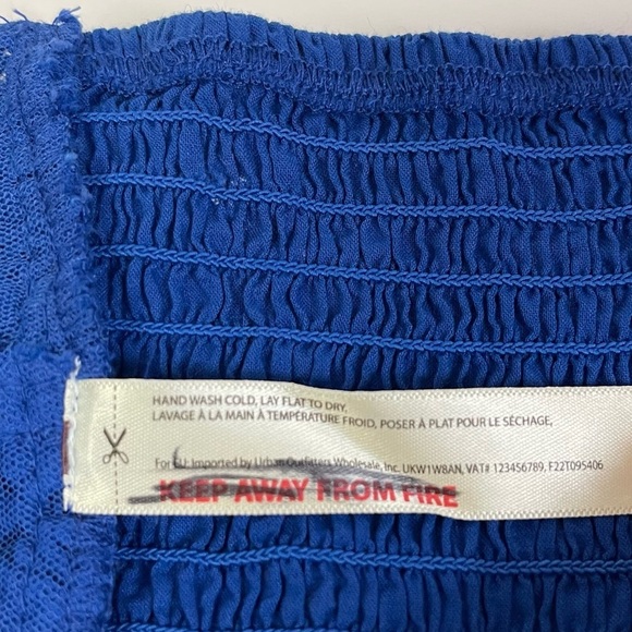 NEW Free People Bralette Womens Medium Blue Embroidered Lace Floral Smocked NWOT - Picture 6 of 9